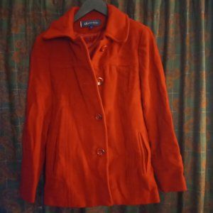 ANNE KLEIN Womens red Peacoat Coat Size S